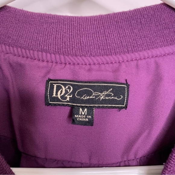 DG2 Bomber spring Jacket Bird Floral Embroidered Medium Purple Zip Front - Picture 2 of 6